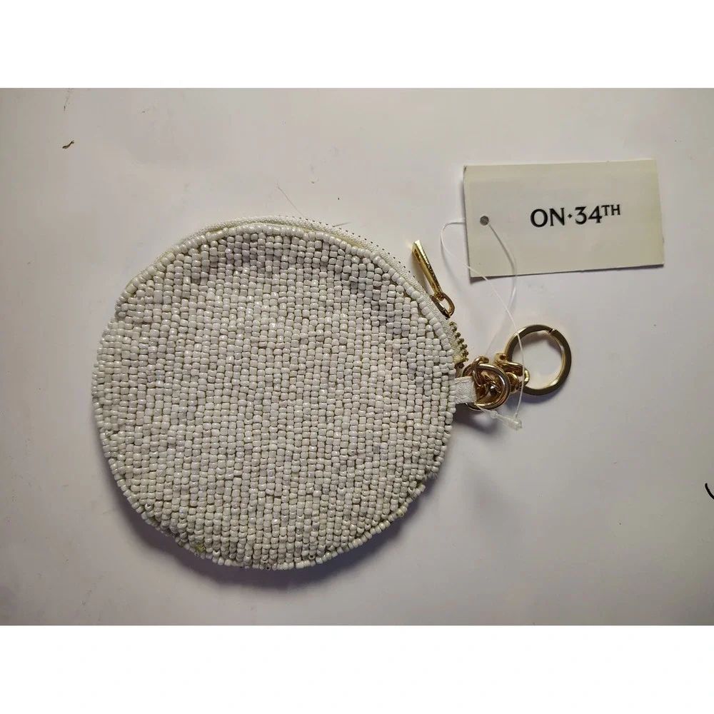 On 34th Beaded Lemon Coin‎ Purse Keychain Yellow White Fruit Pouch 10021167500